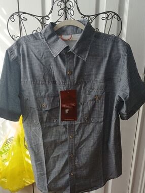 Canada Weather Gear Short-Sleeve Button-Up Shirt - Charcoal Gray